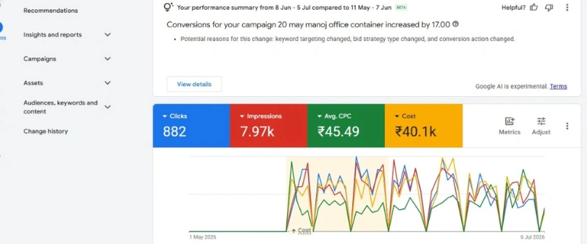 Google Ads campaign result