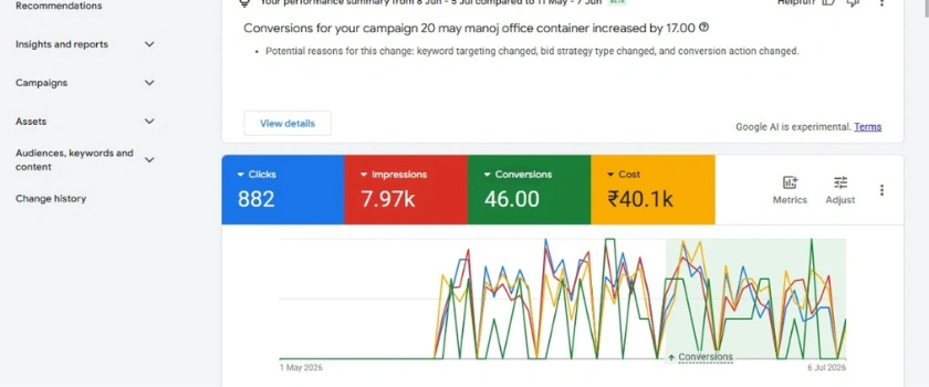 Google Ads campaign result