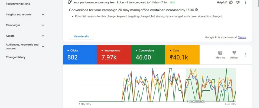 Google Ads campaign result